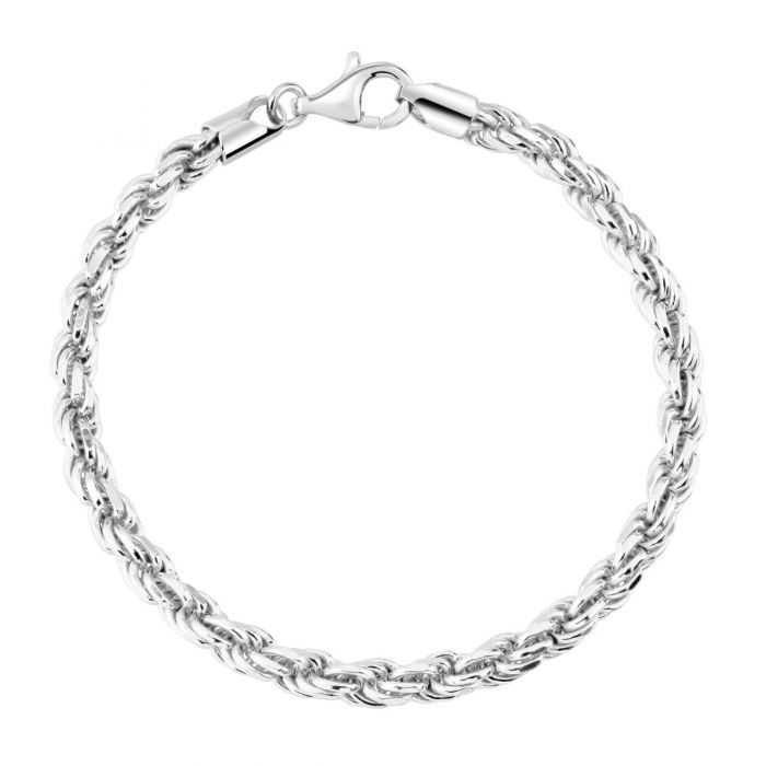 Pulsera de eslabones de cuerda de corte de diamante de plata de ley de 4,7 mm £ 45,00: Pulsera de eslabones de cuerda,  Pulsera de eslabones,  pulsera  
