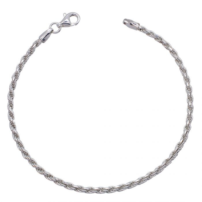 Pulsera de eslabones de cuerda de corte de diamante de plata de ley de 2,3 mm £ 14,00: 