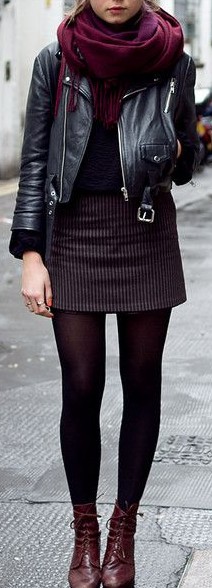 Falda y medias looks de invierno: trajes de invierno,  Chicas Calientes,  Traje negro,  Estilo callejero,  Traje De Mini Falda  