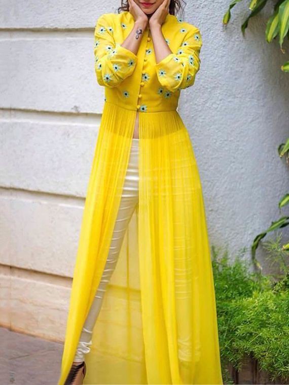 Diseño kurti amarillo para haldi.: bola kurti,  Shalwar kameez,  Diseño de vestuario,  Ropa formal,  traje amarillo,  Combinación de jeans y kurti  