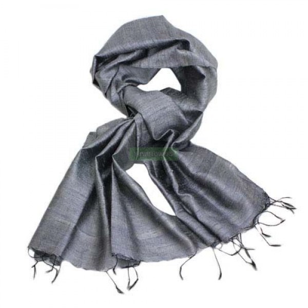 Estola de seda cruda gris: 