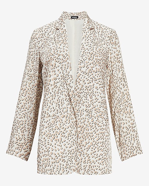 Blazer Boyfriend de satén con estampado de leopardo | Expresar: 