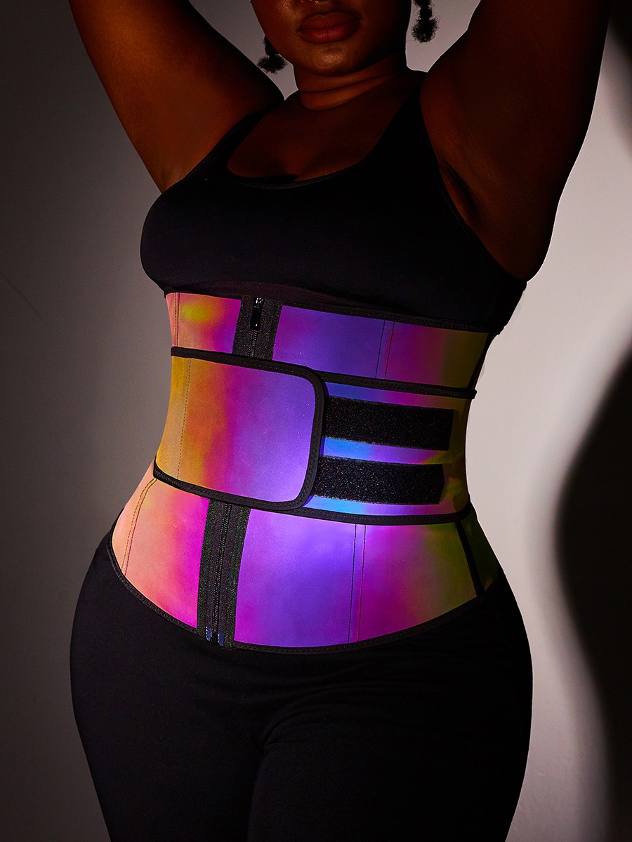Entrenador de cintura de látex reflectante Rainbow Quema de calorías