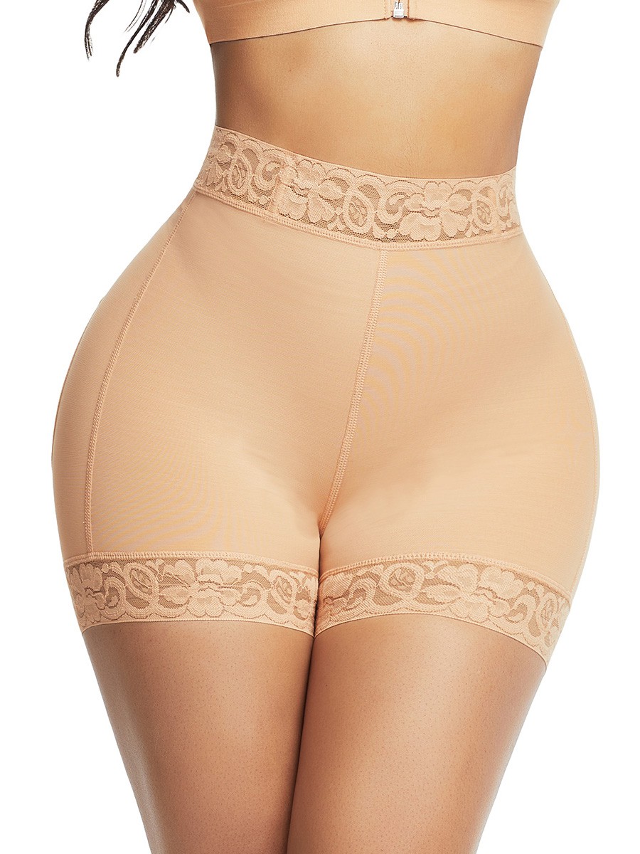 Bragas de control de estómago con ribete de encaje de color de piel profunda superventas: 