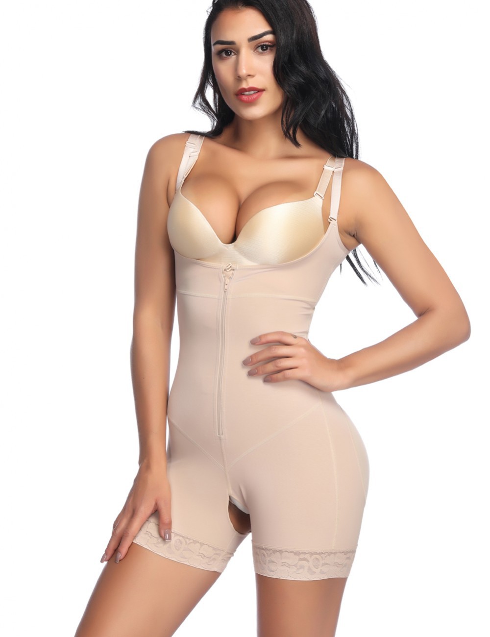 Elástico desnudo Boyleg Body Shaper Correas ajustables Quema de grasa: 