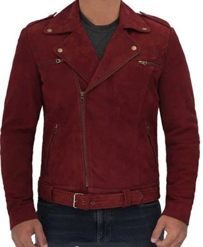 Chaqueta Sean Suede Biker Granate Hombre: 