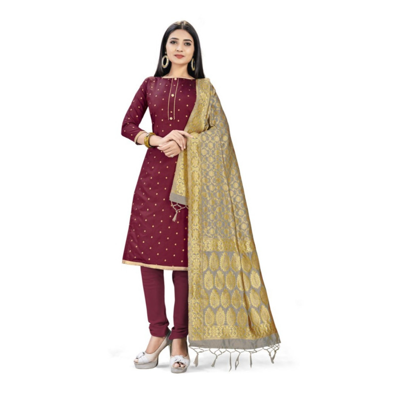 Material Salwar sin costuras de seda Banarasi con Dupatta: Trajes de mujer,  Moda Mujer,  adolescente india,  Moda India,  traje indio,  Modelo indio de TikTok  
