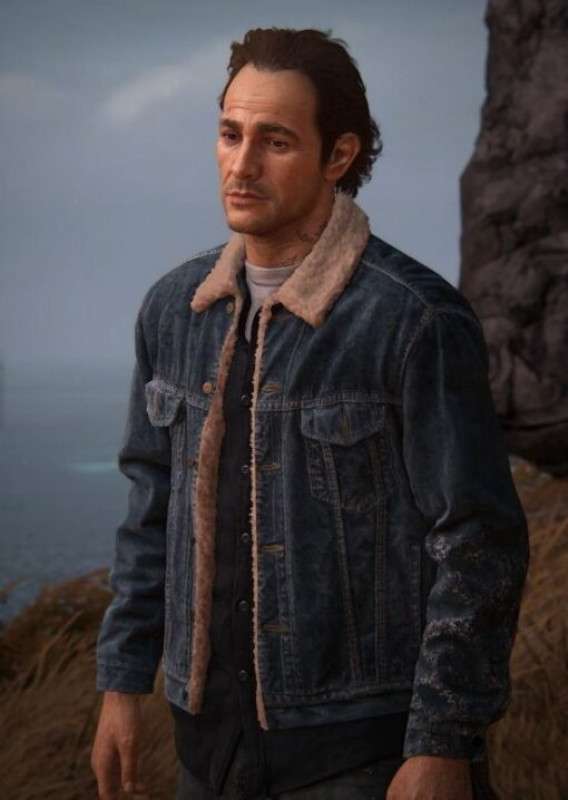 Uncharted Samuel Drake Denim Trucker Utility Sherpa chamarra: 