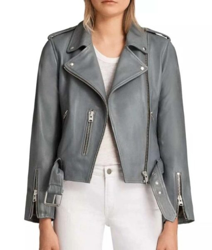 The Rookie S03 Nyla Harper Chaqueta Moto Cuero Gris: 