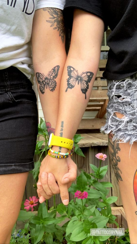 Ideas de tatuajes a juego para los mejores amigos: tatuaje de mariposa,  Ideas de tatuajes  