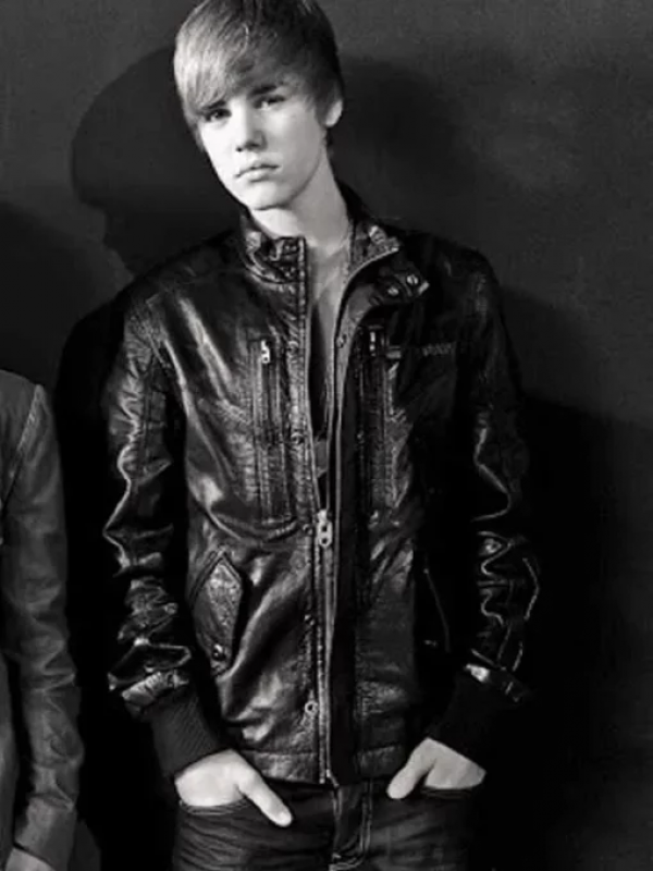 Chaqueta de cuero negra Justin Bieber Never Say Never: chaqueta,  Chaqueta de cuero  