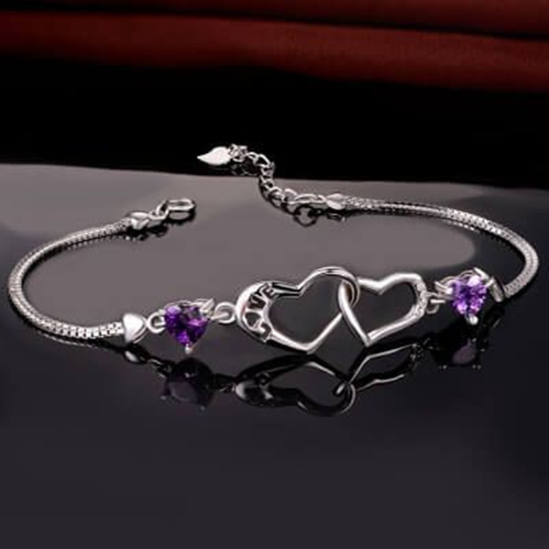 Pulsera de plata esterlina 925 decorada con corazón de amor
