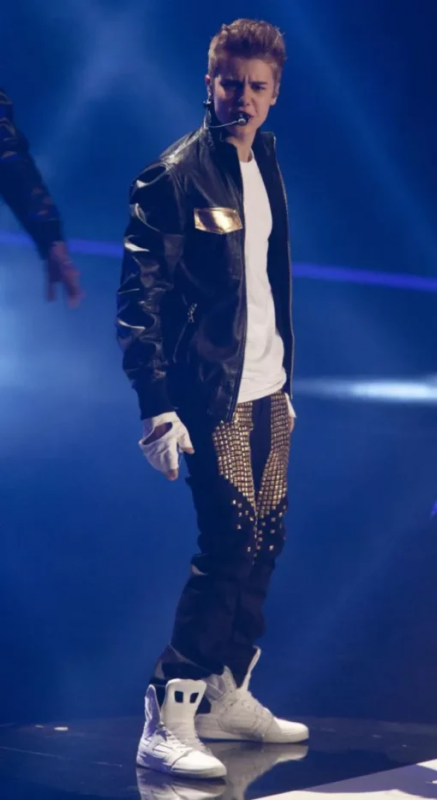 Chaqueta bomber de piel sintética negra de Justin Bieber: chaqueta,  Chaqueta de cuero  