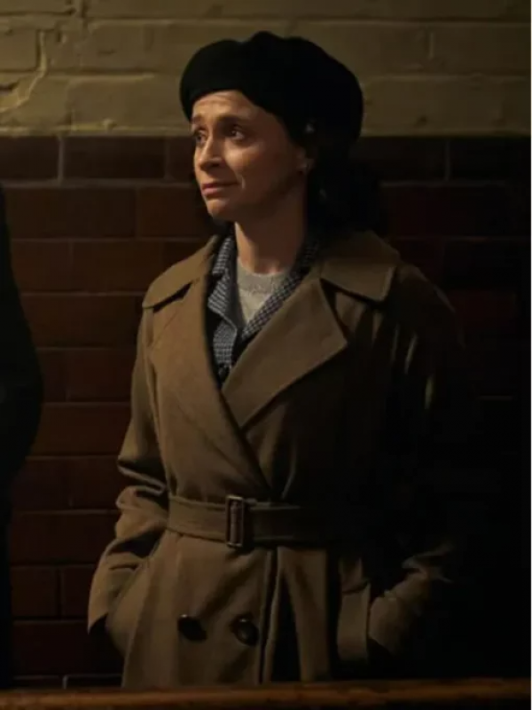 Abrigo marrón con cinturón de Capitán Swing de Peaky Blinders: 